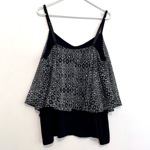 TORRID 3 Plus Size Skull Ikat Print Double Layered Cami Black Cream Tank Top 3X - Picture 14 of 16